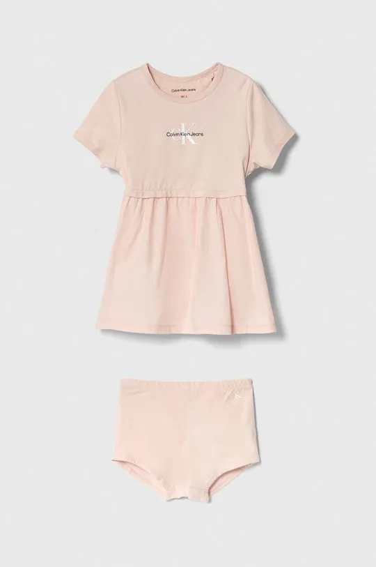 różowy Calvin Klein Jeans sukienka niemowlęca Dziewczęcy