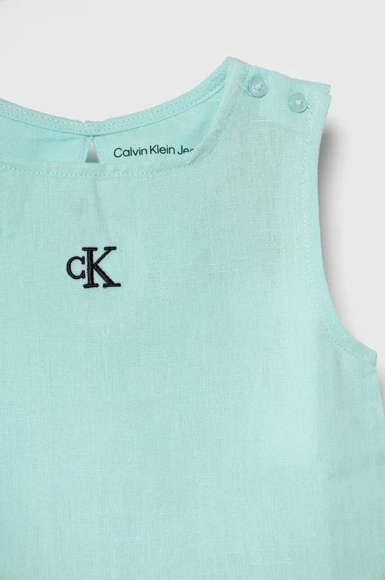 Ľanové šaty pre deti Calvin Klein Jeans 89 % Bavlna, 11 % Ľan