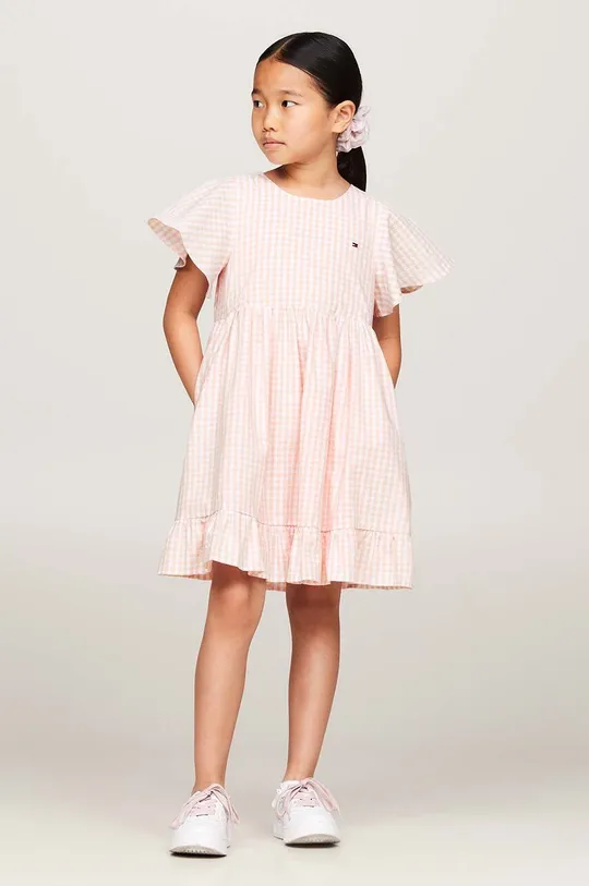 roza Dječja pamučna haljina Tommy Hilfiger Za djevojčice