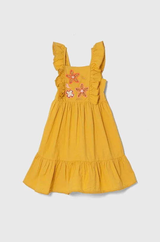 żółty zippy sukienka z domieszką lnu dziecięca Dziewczęcy