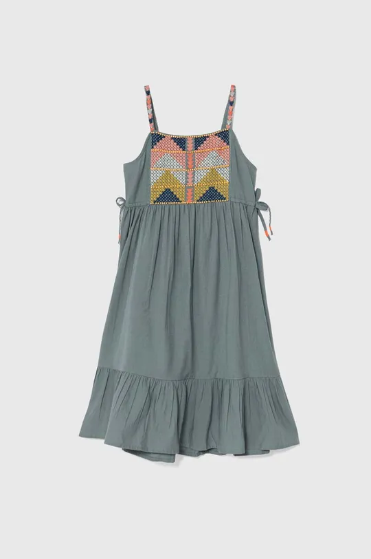 бирюзовый Детское платье с примесью льна zippy Для девочек