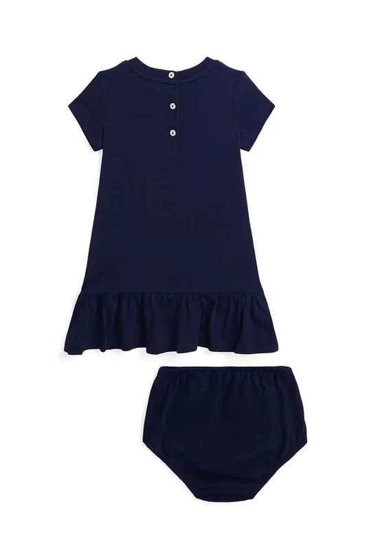 Pamučna haljina za bebe Polo Ralph Lauren mornarsko plava