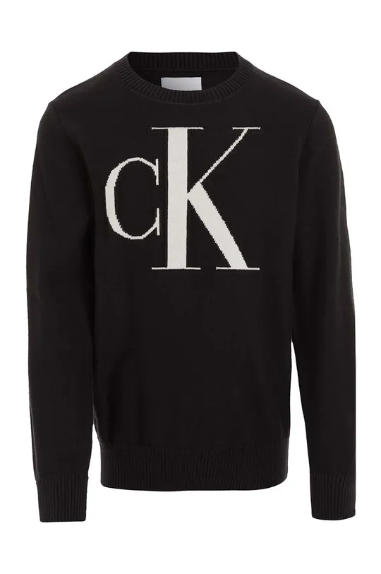 Calvin Klein Jeans sweter bawełniany dziecięcy czarny
