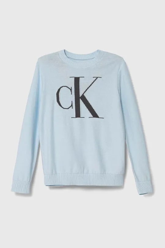 голубой Детский хлопковый свитер Calvin Klein Jeans Для мальчиков