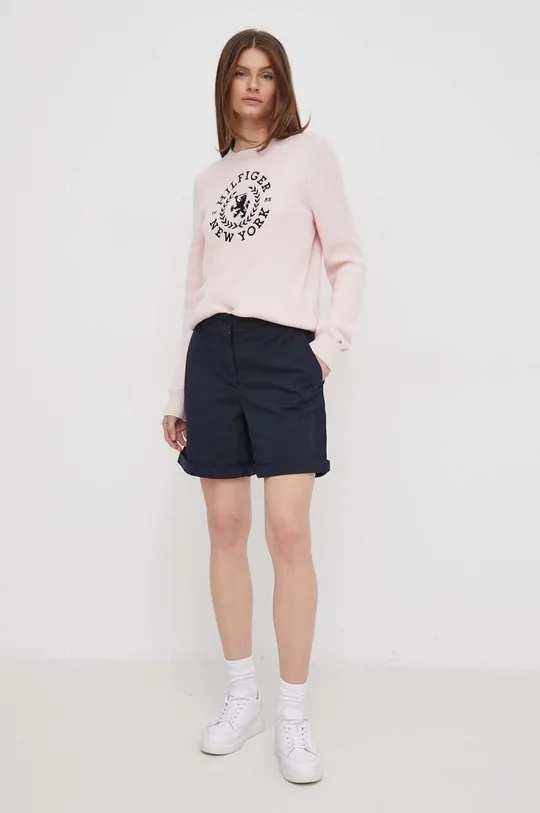 Βαμβακερό πουλόβερ Tommy Hilfiger ροζ