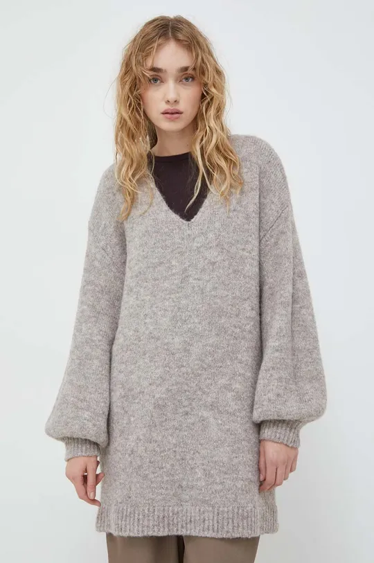 Bruuns Bazaar sweter z domieszką wełny beżowy