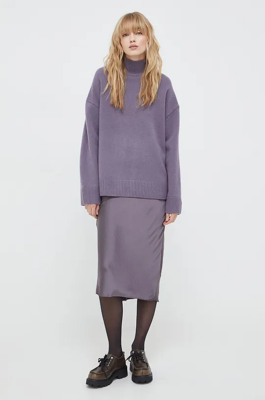 Volnen pulover Samsoe Samsoe vijolična