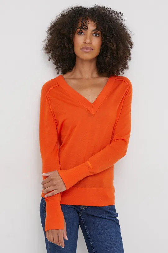 pomarańczowy Calvin Klein sweter wełniany