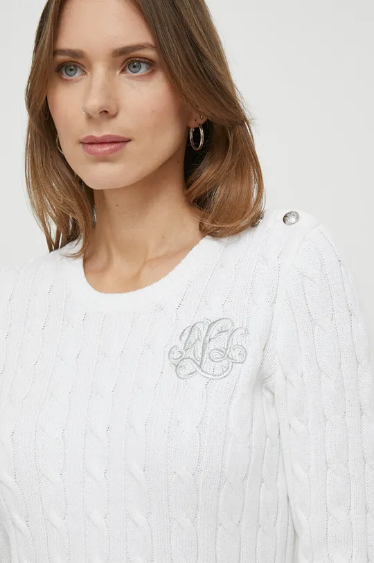 fehér Lauren Ralph Lauren pamut pulóver