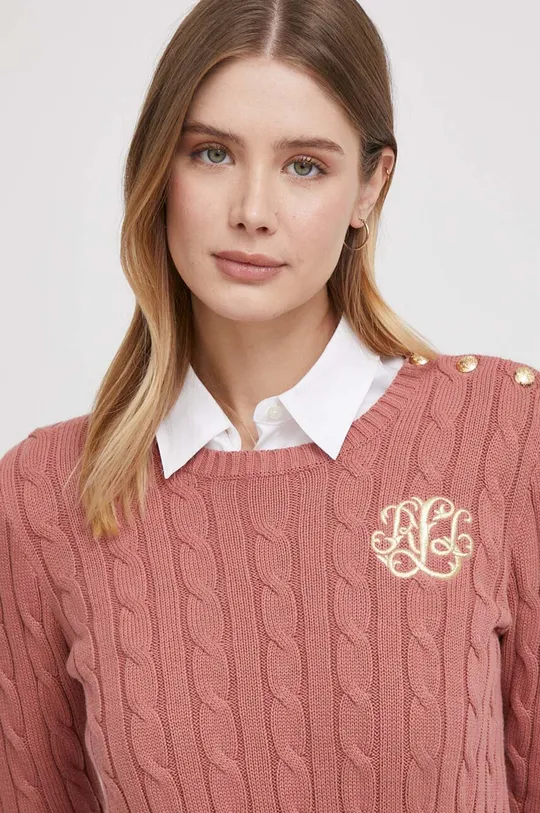roza Pamučni pulover Lauren Ralph Lauren