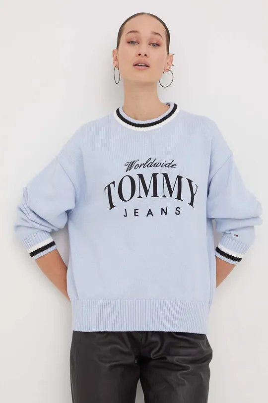 Хлопковый свитер Tommy Jeans голубой