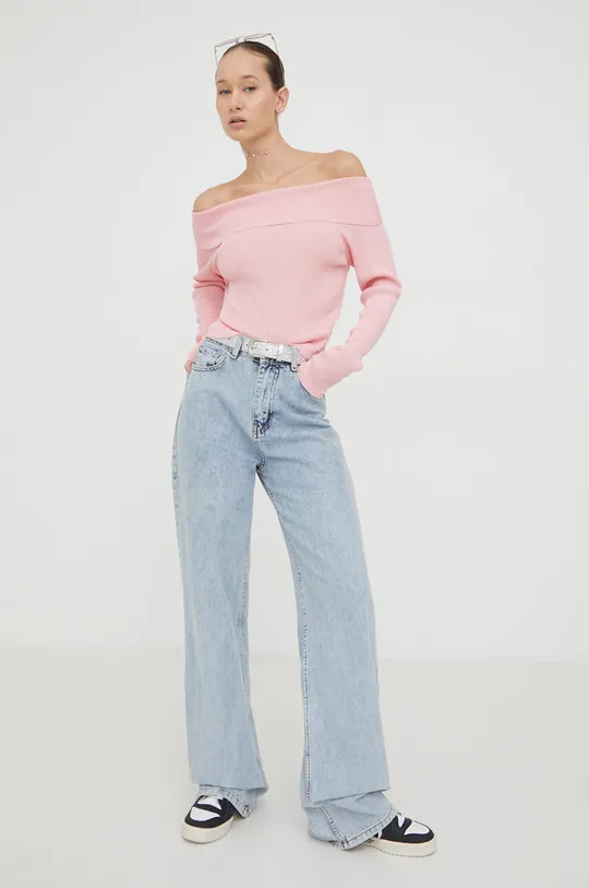 Tommy Jeans pulóver rózsaszín