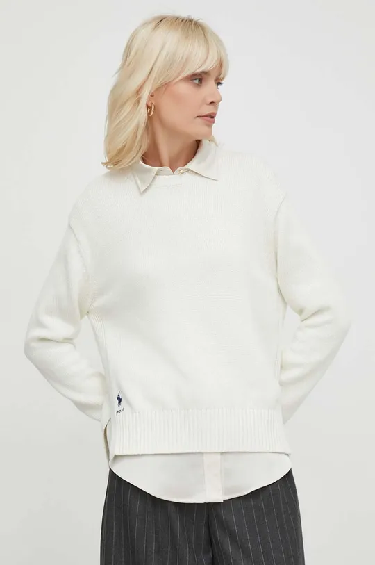 bež Pamučni pulover Polo Ralph Lauren Ženski