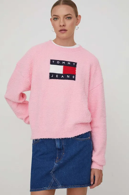 różowy Tommy Jeans sweter Damski
