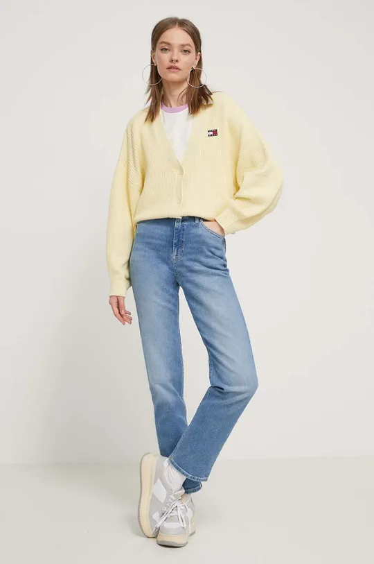 Tommy Jeans cardigan in cotone giallo
