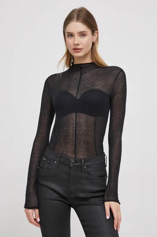 čierna Tričko s dlhým rukávom Calvin Klein Jeans Dámsky