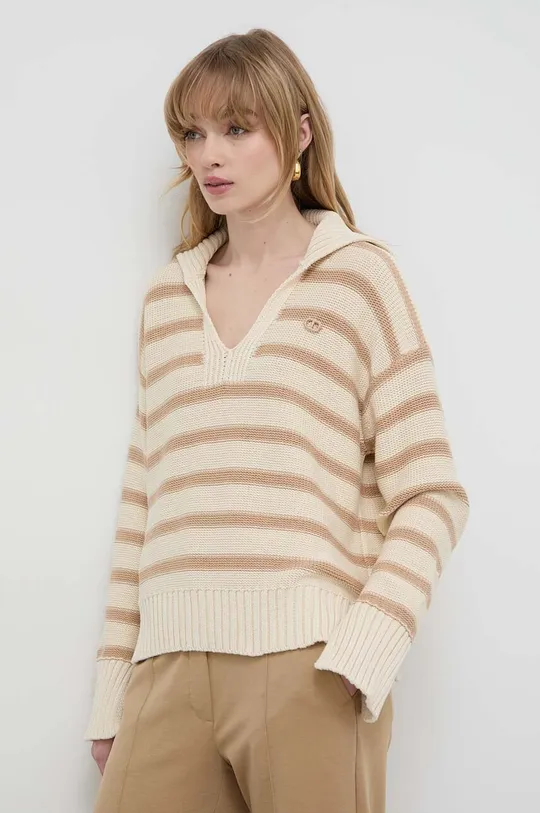 beżowy Twinset sweter bawełniany Damski