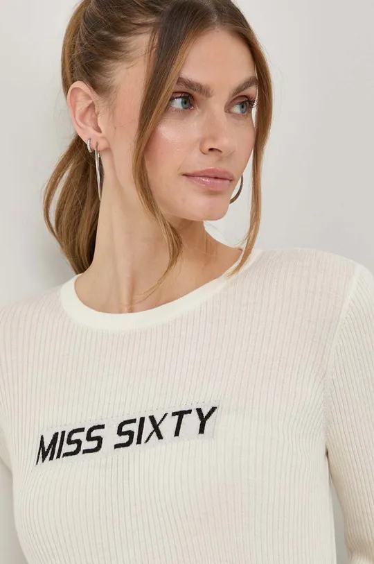 бежевый Шерстяной свитер Miss Sixty