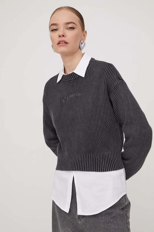 szary Karl Lagerfeld Jeans sweter bawełniany Damski