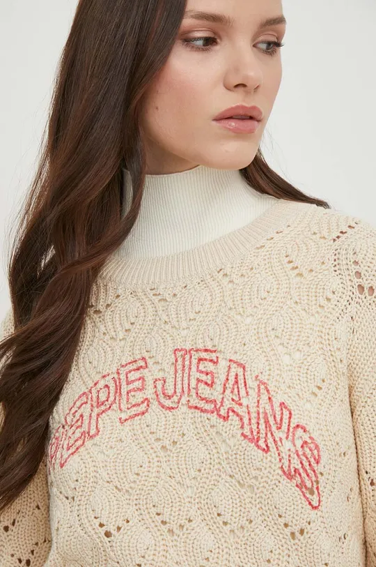 beżowy Pepe Jeans sweter bawełniany GRACE