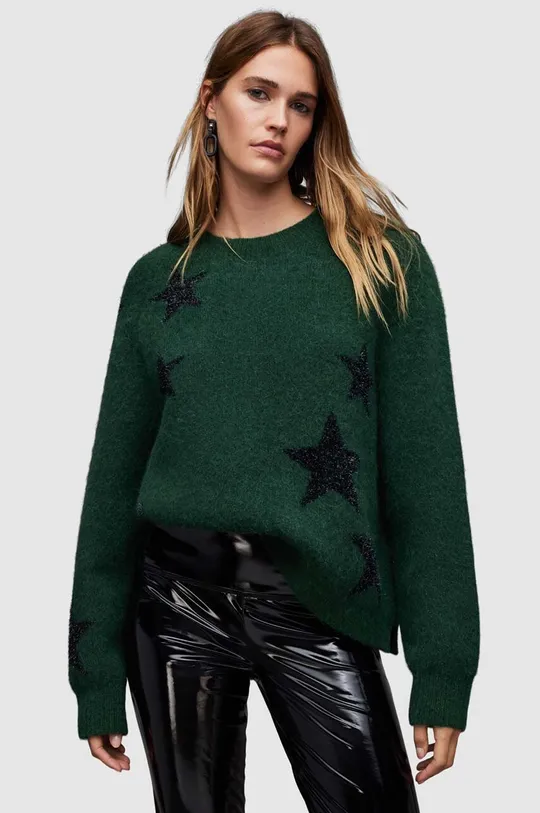 zelena Vuneni pulover AllSaints Star Ženski