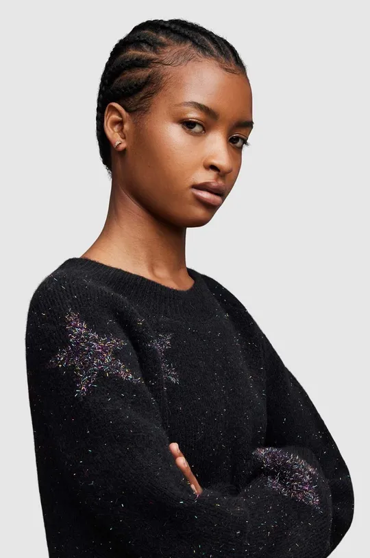 Vlnený sveter AllSaints Star čierna