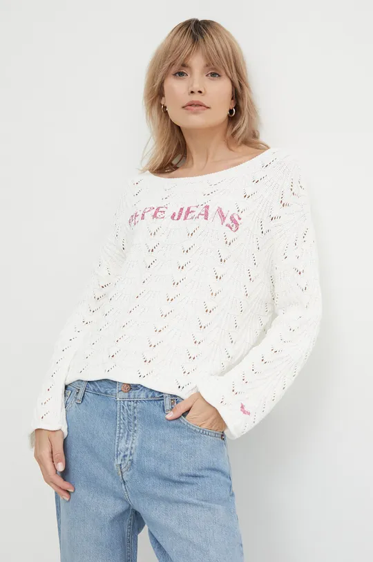 λευκό Βαμβακερό πουλόβερ Pepe Jeans GIANNINA GIANNINA Γυναικεία