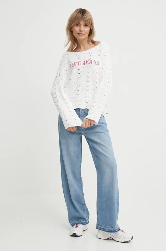 Pamučni pulover Pepe Jeans GIANNINA bijela