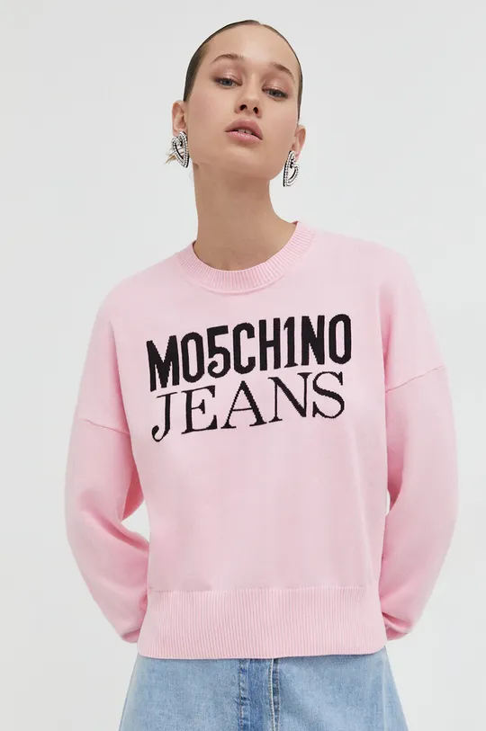 ροζ Βαμβακερό πουλόβερ Moschino Jeans Γυναικεία