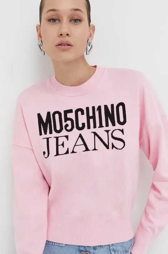 rózsaszín Moschino Jeans pamut pulóver
