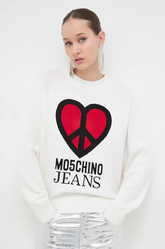 beżowy Moschino Jeans sweter bawełniany Damski