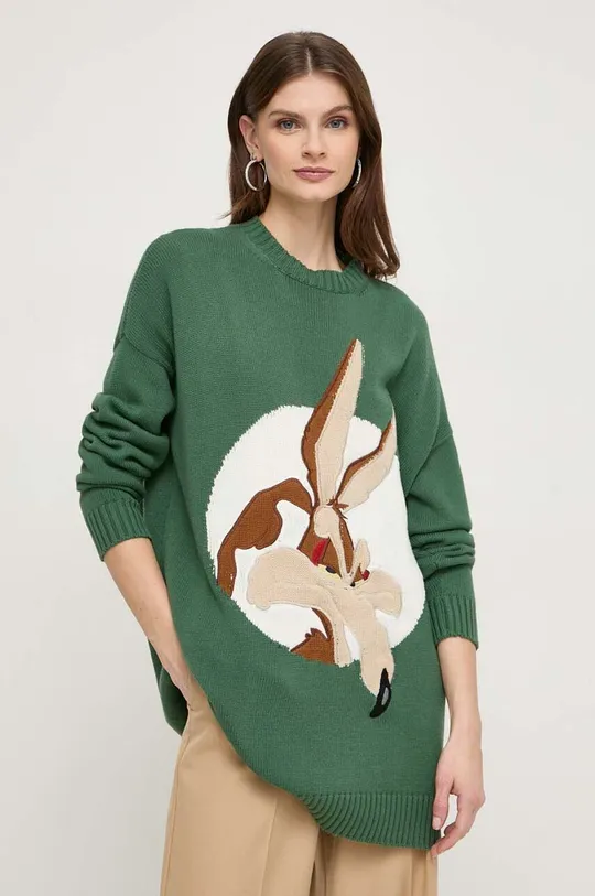 зелёный Хлопковый свитер MAX&Co. x CHUFY Женский
