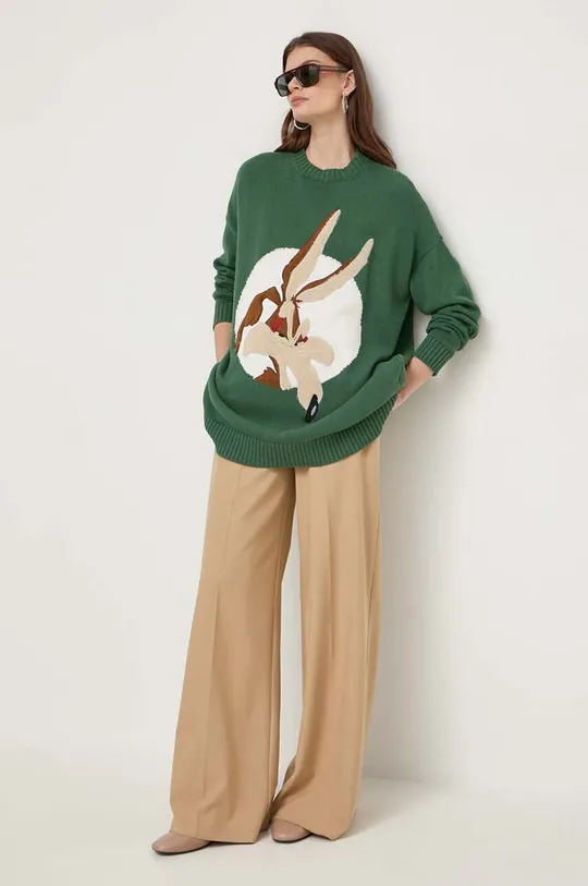 Bavlnený sveter MAX&Co. x CHUFY zelená