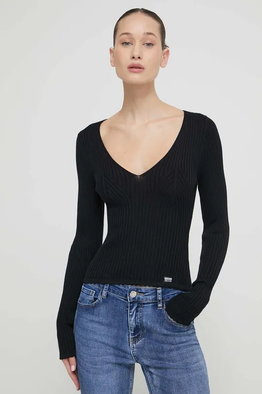 μαύρο Βαμβακερό πουλόβερ Moschino Jeans Γυναικεία