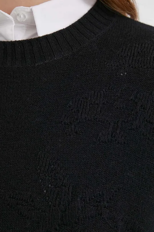 μαύρο Πουλόβερ με προσθήκη μαλλιού United Colors of Benetton
