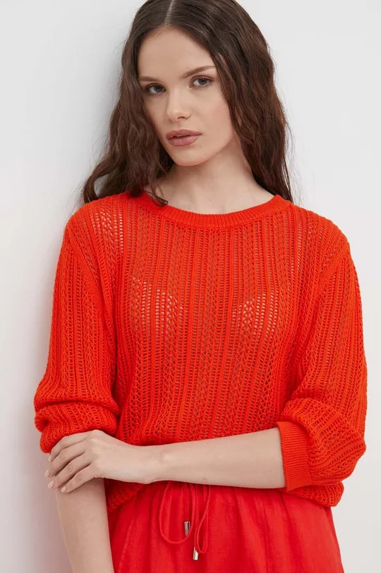 оранжевый Хлопковый свитер United Colors of Benetton Женский