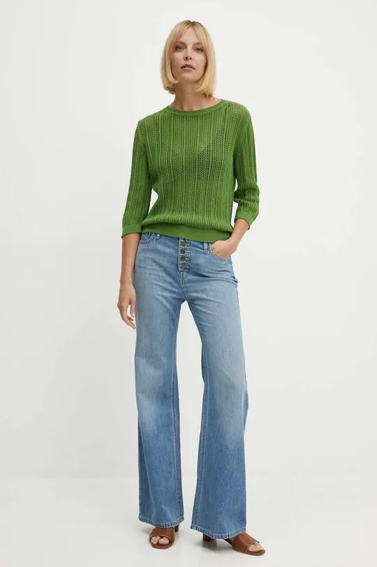 Pamučni pulover United Colors of Benetton zelena