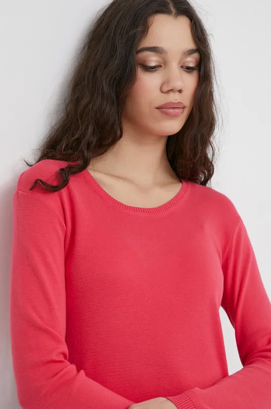 розовый Хлопковый свитер United Colors of Benetton