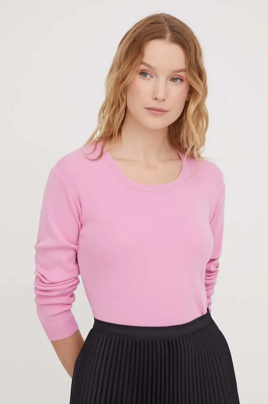рожевий Бавовняний светр United Colors of Benetton Жіночий