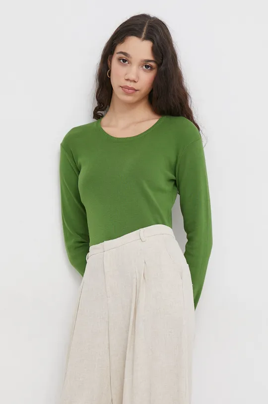 zielony United Colors of Benetton sweter bawełniany Damski