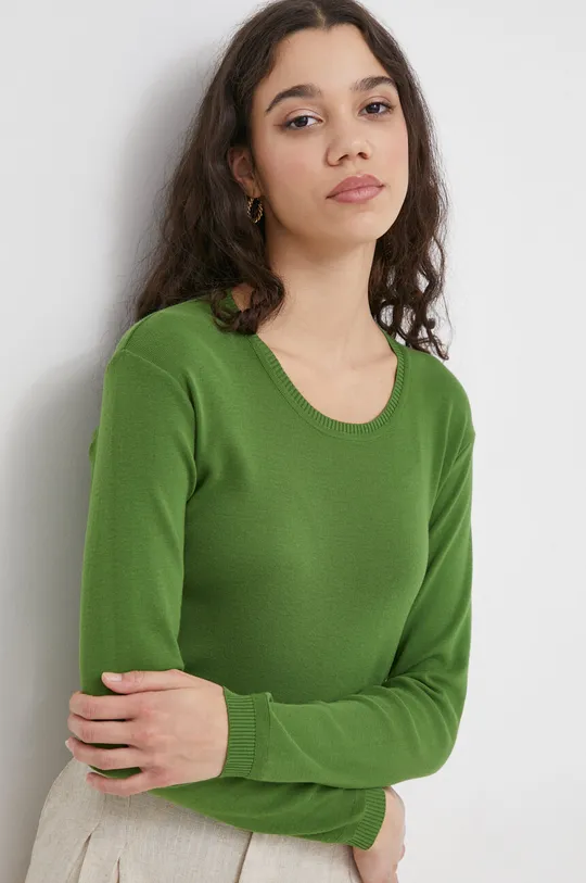 zelena Bombažen pulover United Colors of Benetton