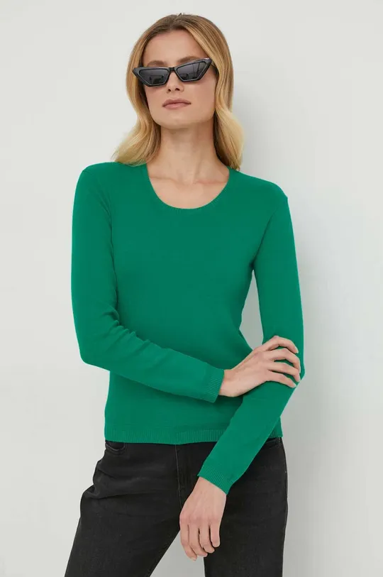 зелёный Хлопковый свитер United Colors of Benetton