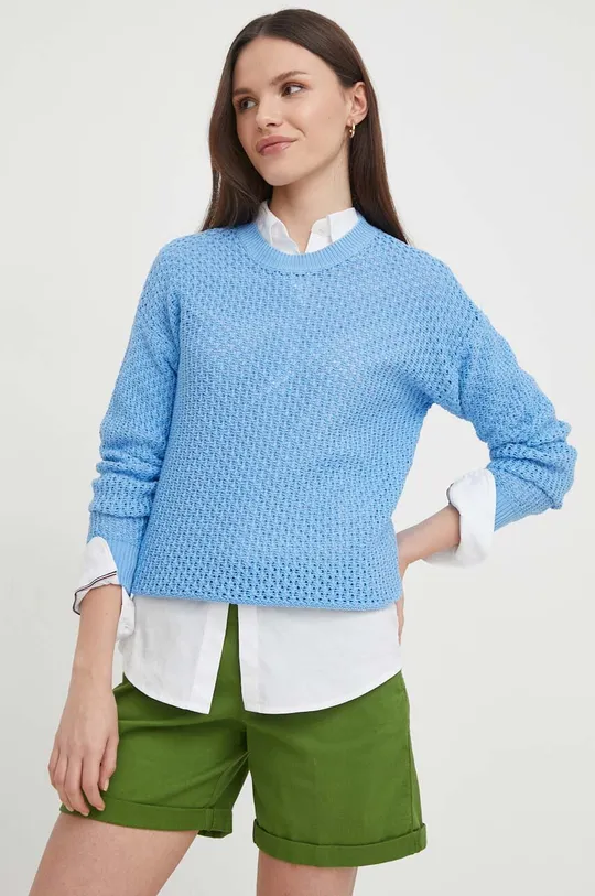 plava Pamučni pulover United Colors of Benetton Ženski