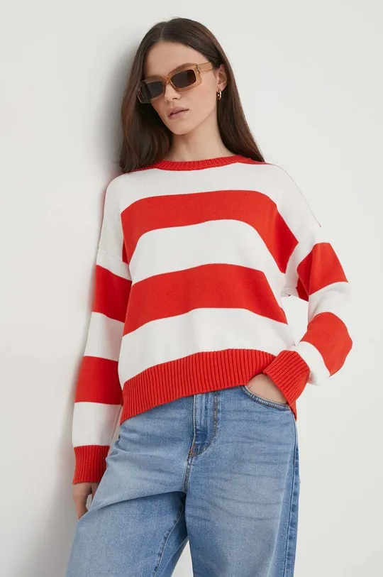crvena Pamučni pulover United Colors of Benetton Ženski