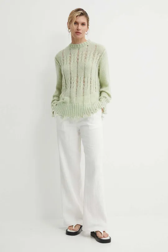 Résumé sweter z domieszką wełny AnnoraRS Knit Pullover zielony