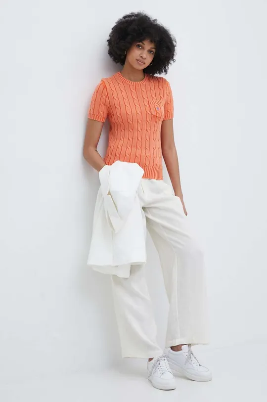 Bavlnený sveter Polo Ralph Lauren oranžová