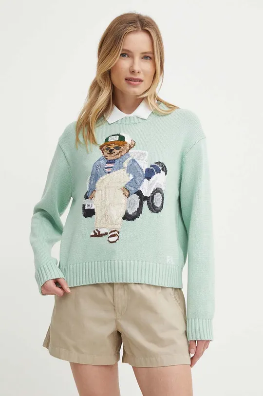 zelena Bombažen pulover Polo Ralph Lauren Ženski