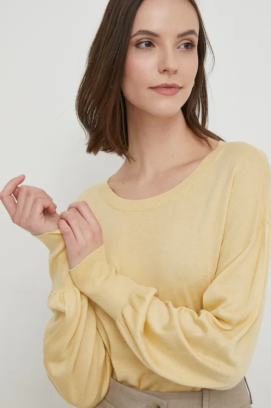 żółty Sisley sweter z domieszką jedwabiu