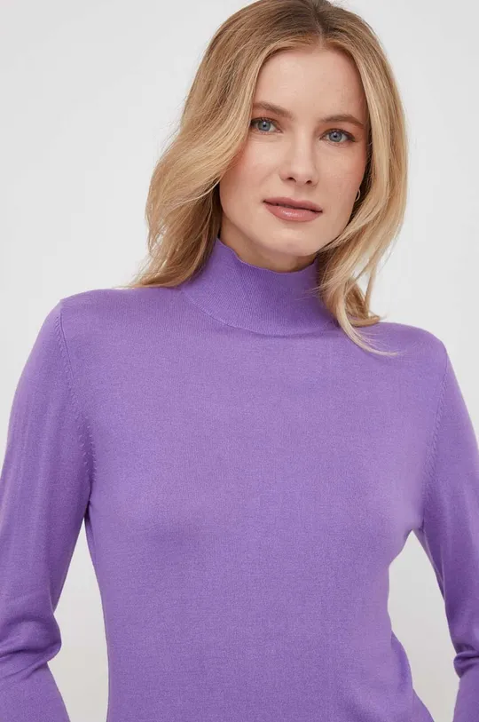 fioletowy Sisley sweter z domieszką jedwabiu