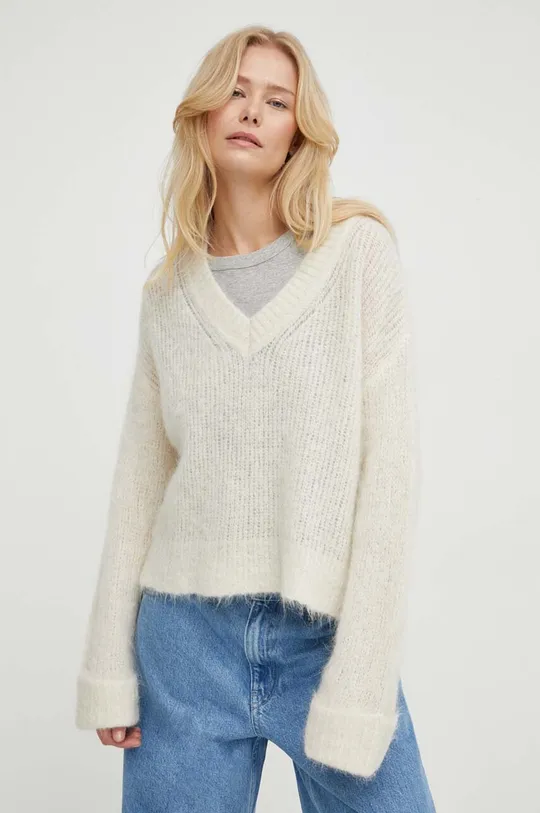 beżowy American Vintage sweter wełniany Damski